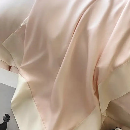 Pink satin eucalyptus fiber bedding set – bedroom luxury quilt cover