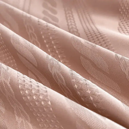 Pink satin jacquard duvet cover set bedroom white piping