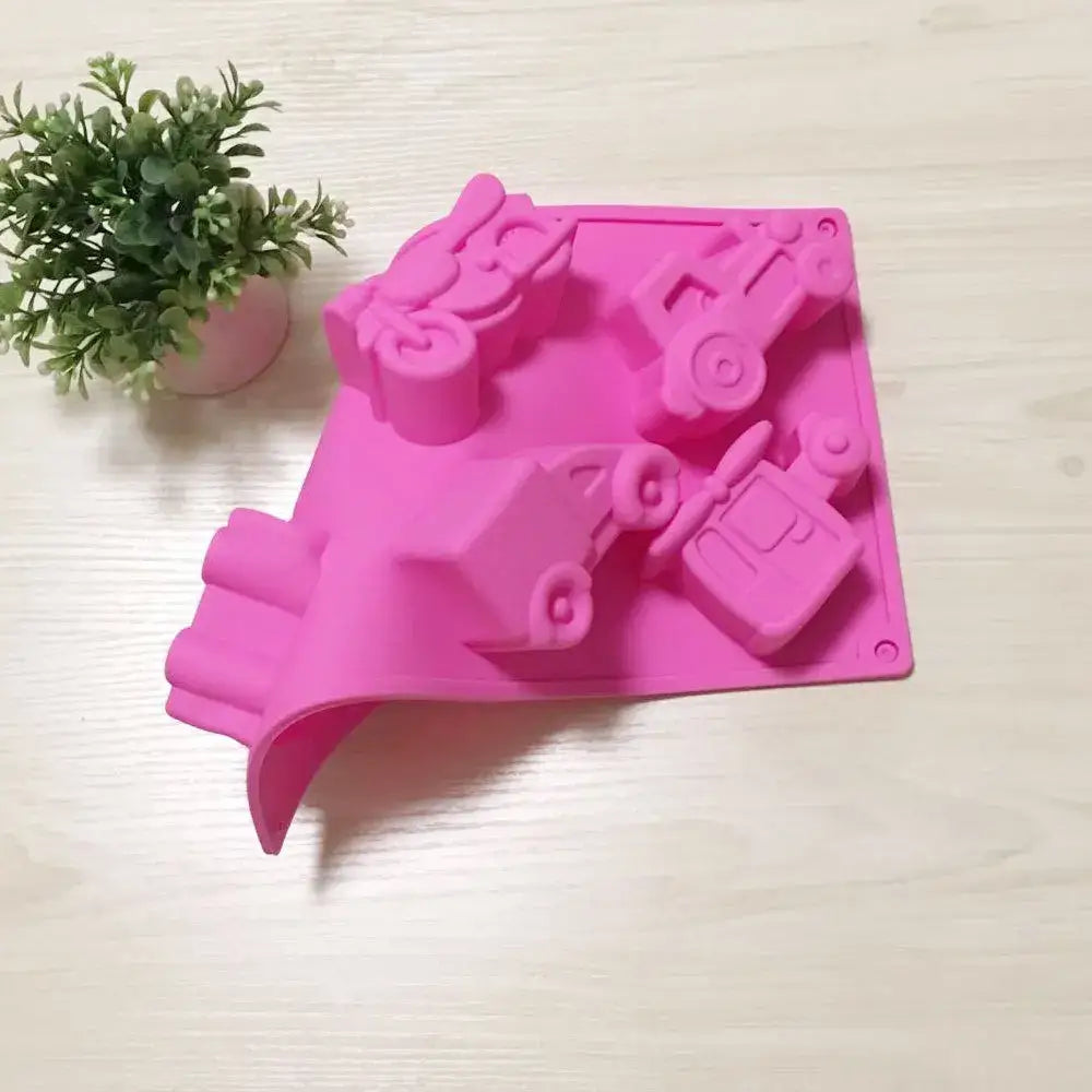 Pink silicone creative airplane car cake mould kitchen baking tool