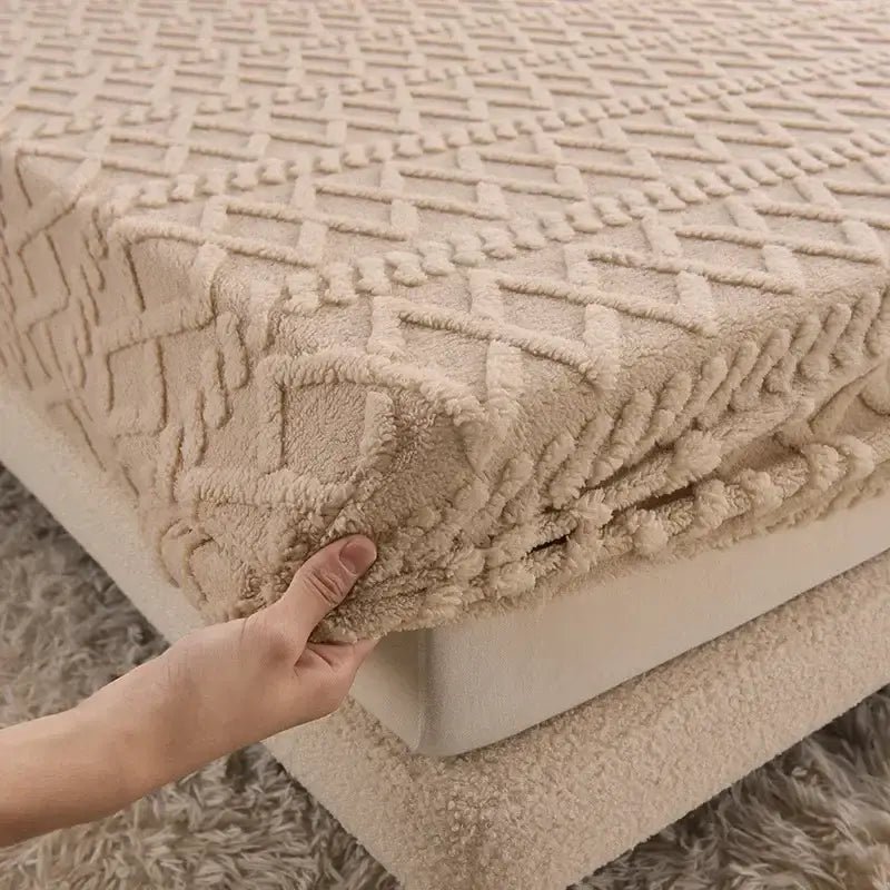 Pink textured cozy tafu fleece queen bed sheet bedroom bedspread