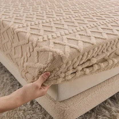 Pink textured cozy tafu fleece queen bed sheet bedroom bedspread