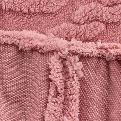 Pink textured cozy tafu fleece queen bed sheet bedroom bedspread