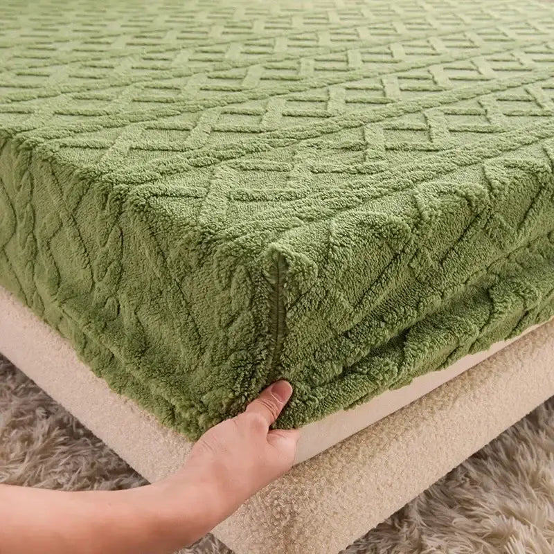 Pink textured cozy tafu fleece queen bed sheet bedroom bedspread