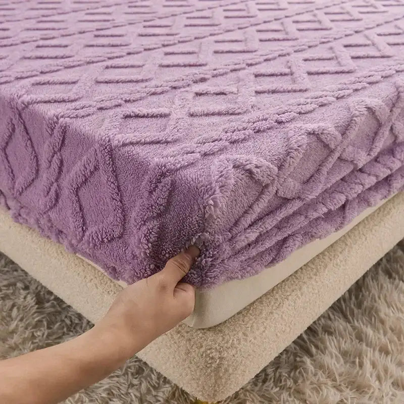 Pink textured cozy tafu fleece queen bed sheet bedroom bedspread