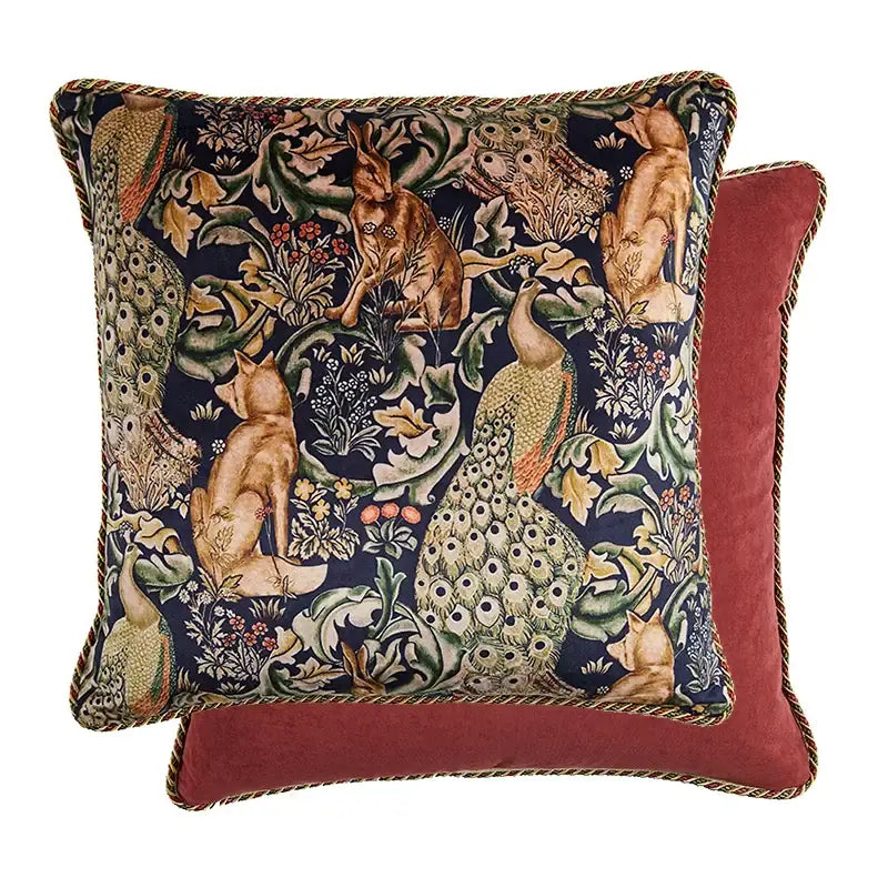 Pink tiger cat print velvet cushion cover living room tassels