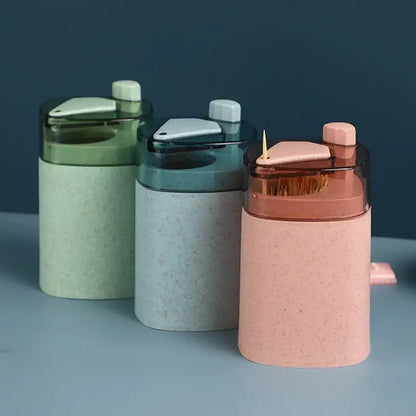 Pink & translucent automatic toothpick dispenser holder kitchen storage