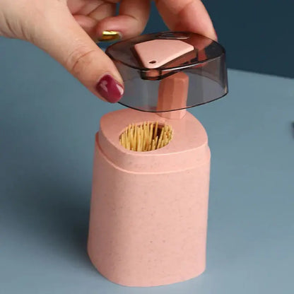 Pink & translucent automatic toothpick dispenser holder kitchen storage