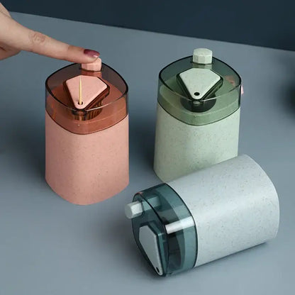 Pink & translucent automatic toothpick dispenser holder kitchen storage