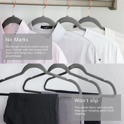 Pink velvet and gold wooden 45cm flocking hanger bedroom trousers rack