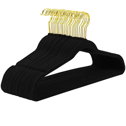Pink velvet and gold wooden 45cm flocking hanger bedroom trousers rack
