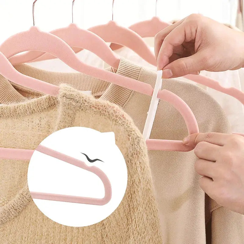 Pink velvet and gold wooden 45cm flocking hanger bedroom trousers rack