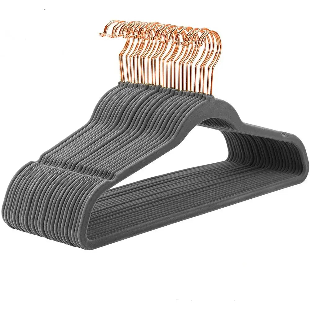 Pink velvet and gold wooden 45cm flocking hanger bedroom trousers rack