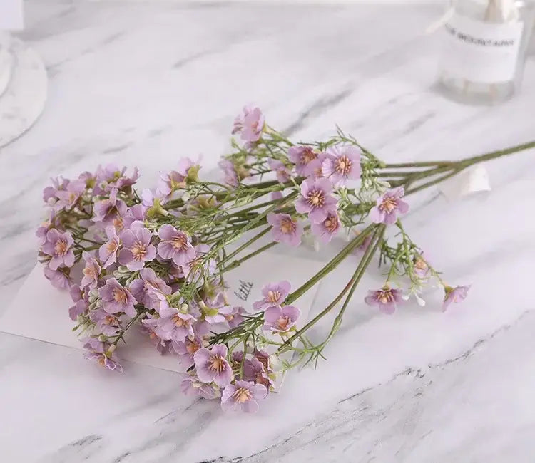 Pink & white artificial flowers baby’s breath wedding bouquet