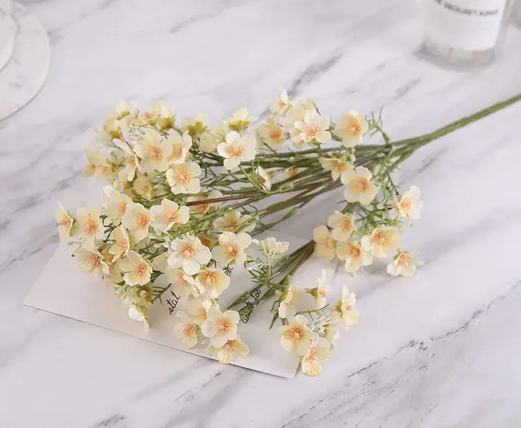 Pink & white artificial flowers baby’s breath wedding bouquet