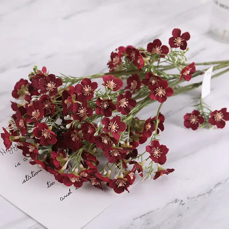 Pink & white artificial flowers baby’s breath wedding bouquet
