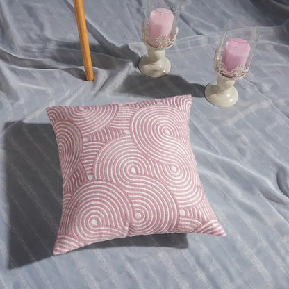 Pink & white cotton flower embroidered geometry pillow living room