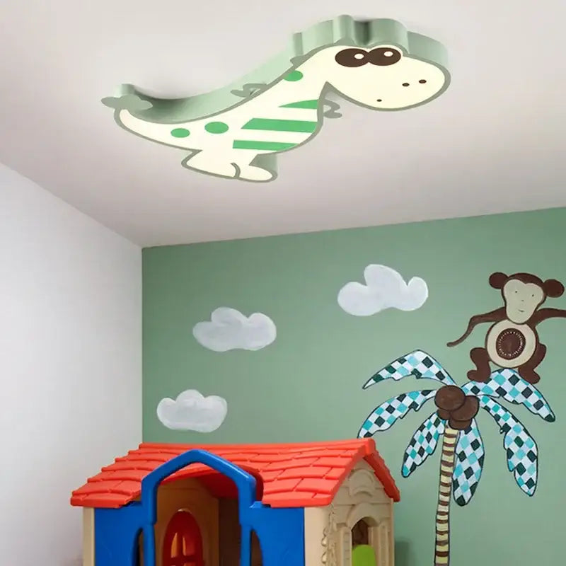 Pink & white dinosaur led ceiling lamp for kids bedroom