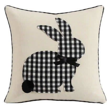 Pink & white floral embroidered bunny cushion cover living room decor