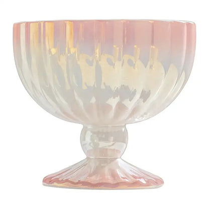 Pink & white gradient gloss ceramic dessert bowl dining room goblet