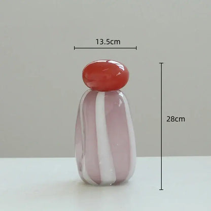 Pink & white striped ceramic vase cover band living room decor