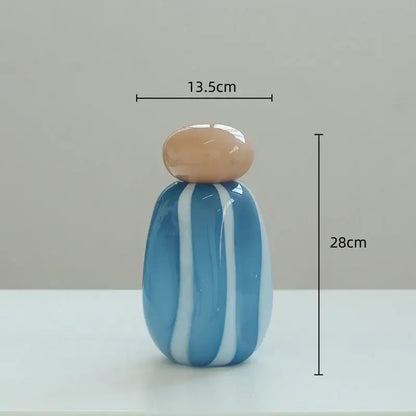 Pink & white striped ceramic vase cover band living room decor