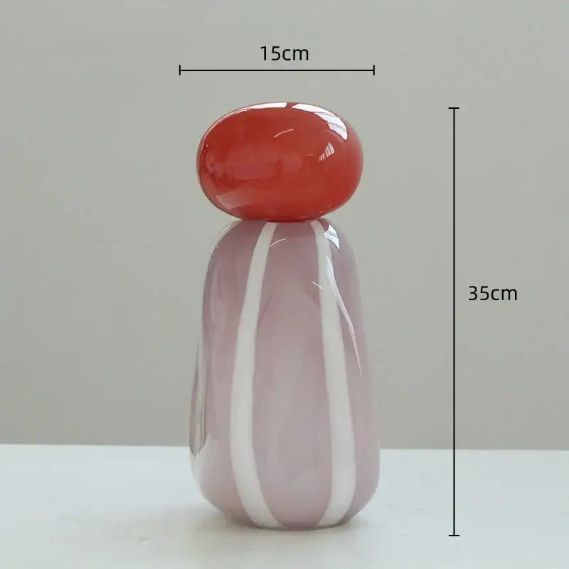 Pink & white striped ceramic vase cover band living room decor