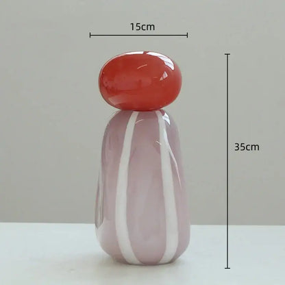 Pink & white striped ceramic vase cover band living room decor