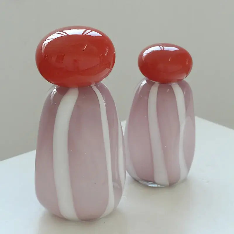Pink & white striped ceramic vase cover band living room decor