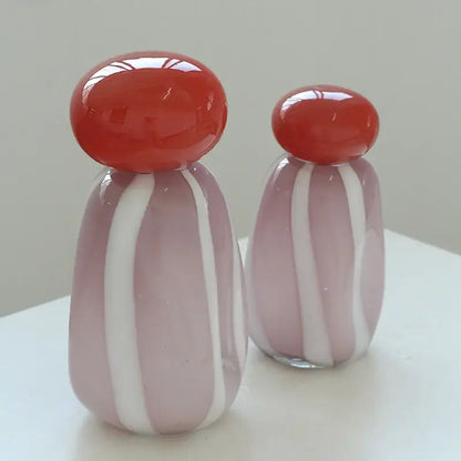 Pink & white striped ceramic vase cover band living room decor