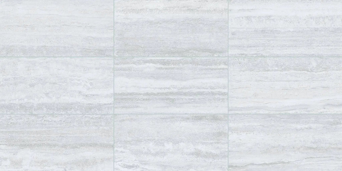 Pisa Silver Travertine Look Porcelain Tiles 12x24