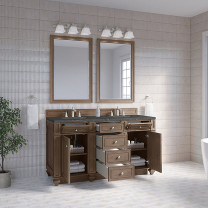 James Martin Bristol 60" Double Bathroom Vanity, Whitewashed Walnut