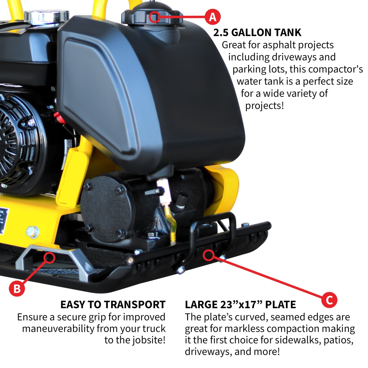 5.5 HP Honda Vibratory Plate Compactor 23x17" for Soil Asphalt Paver Compaction