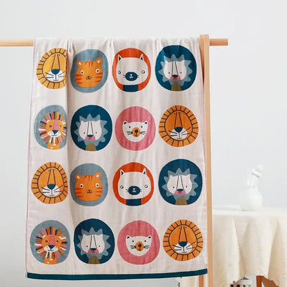 Playful cream lions bath towel bathroom quick dry cotton