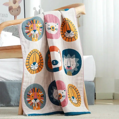 Playful cream lions bath towel bathroom quick dry cotton