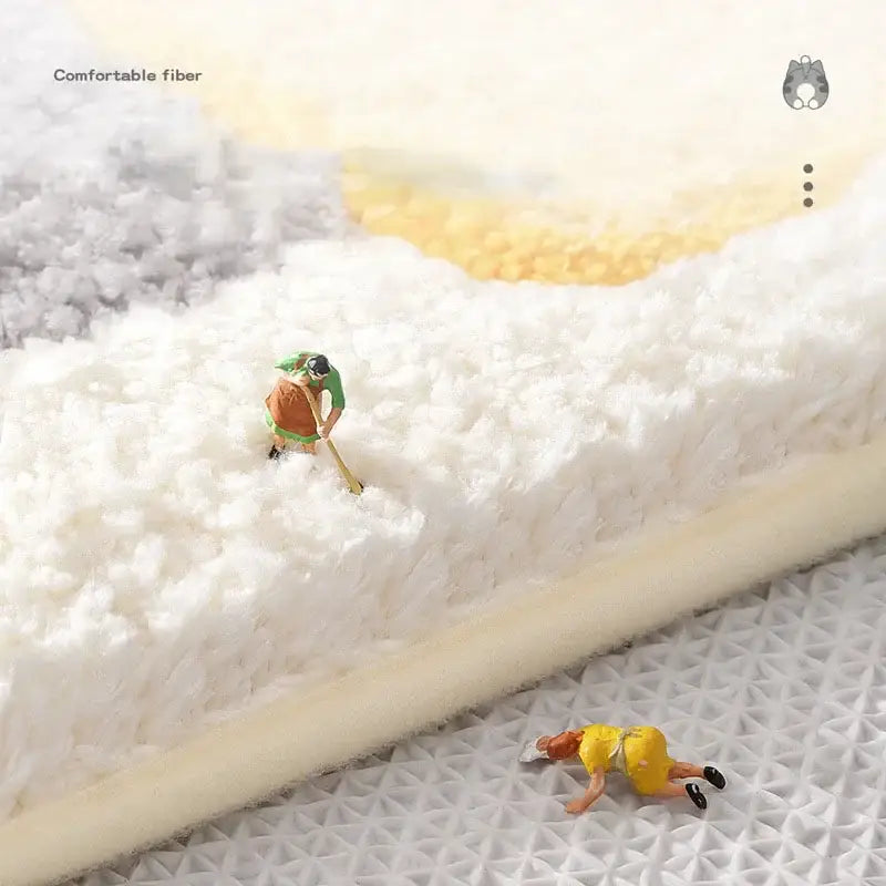 Playful gray lion and rainbow cartoon animal bathroom bath rug
