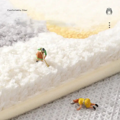 Playful gray lion and rainbow cartoon animal bathroom bath rug