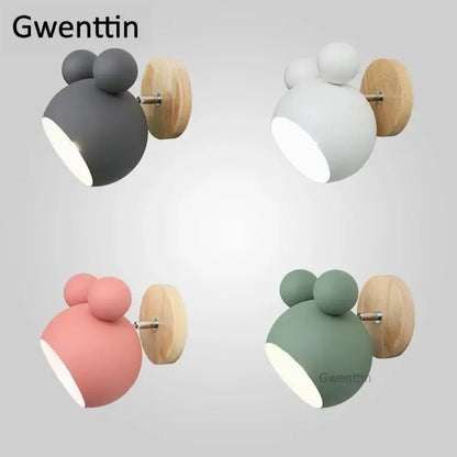 Playful pastel cartoon mouse wall lamp for kids bedroom