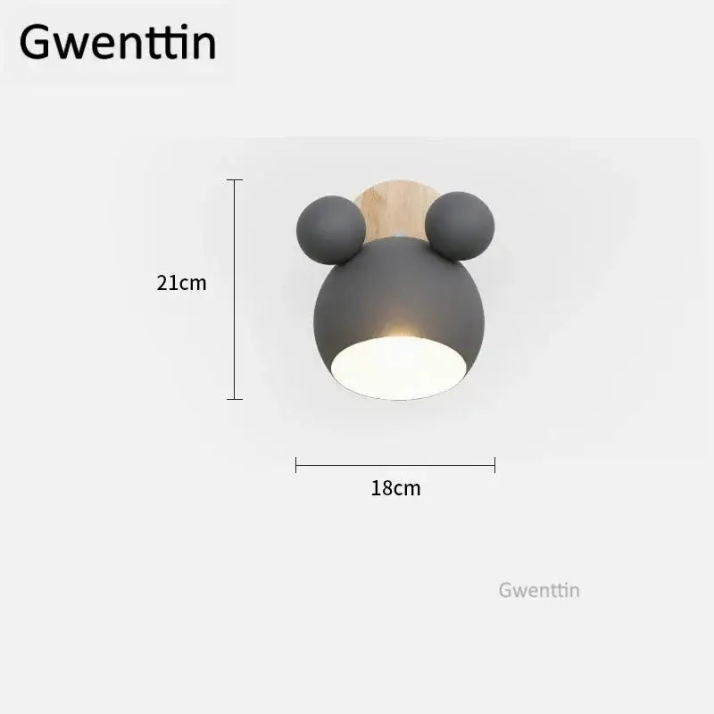 Playful pastel cartoon mouse wall lamp for kids bedroom