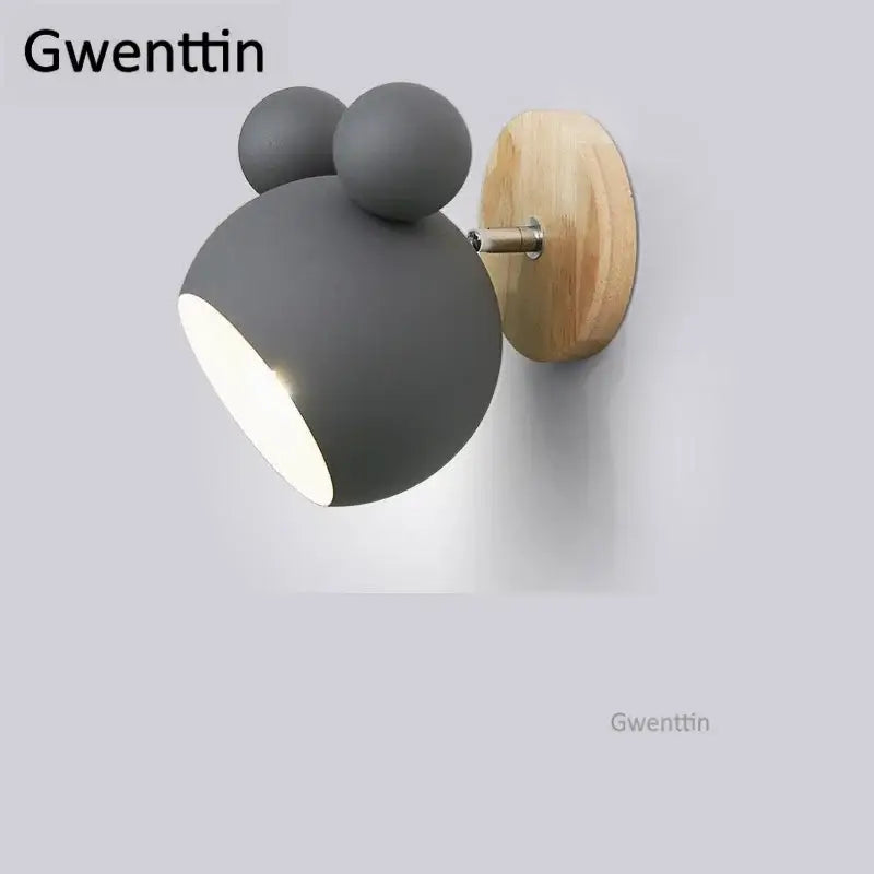 Playful pastel cartoon mouse wall lamp for kids bedroom