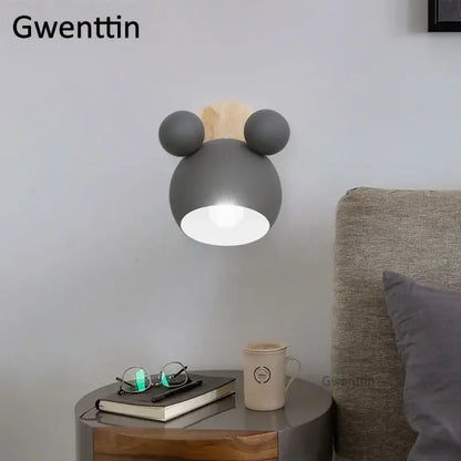 Playful pastel cartoon mouse wall lamp for kids bedroom