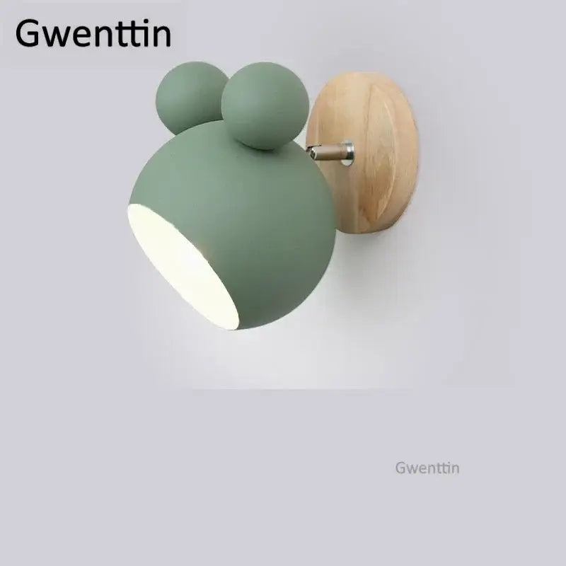 Playful pastel cartoon mouse wall lamp for kids bedroom