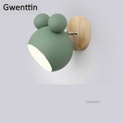Playful pastel cartoon mouse wall lamp for kids bedroom