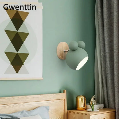 Playful pastel cartoon mouse wall lamp for kids bedroom