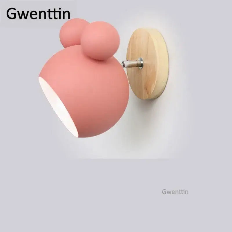 Playful pastel cartoon mouse wall lamp for kids bedroom