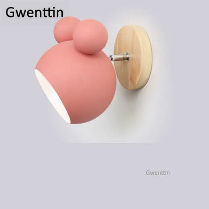 Playful pastel cartoon mouse wall lamp for kids bedroom