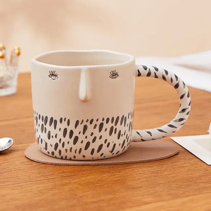 Playful spotted face 340ml ceramic coffee milk mug kitchen decor