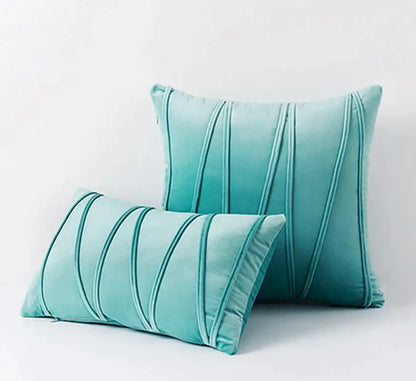 Pleated mustard yellow short wool velvet pillowcase for living room