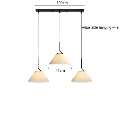 Pleated white and black pendant light dining room chandelier