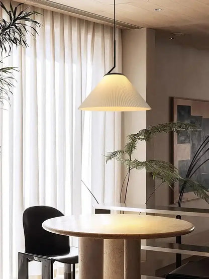 Pleated white and black pendant light dining room chandelier