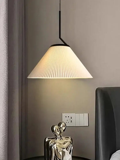 Pleated white and black pendant light dining room chandelier